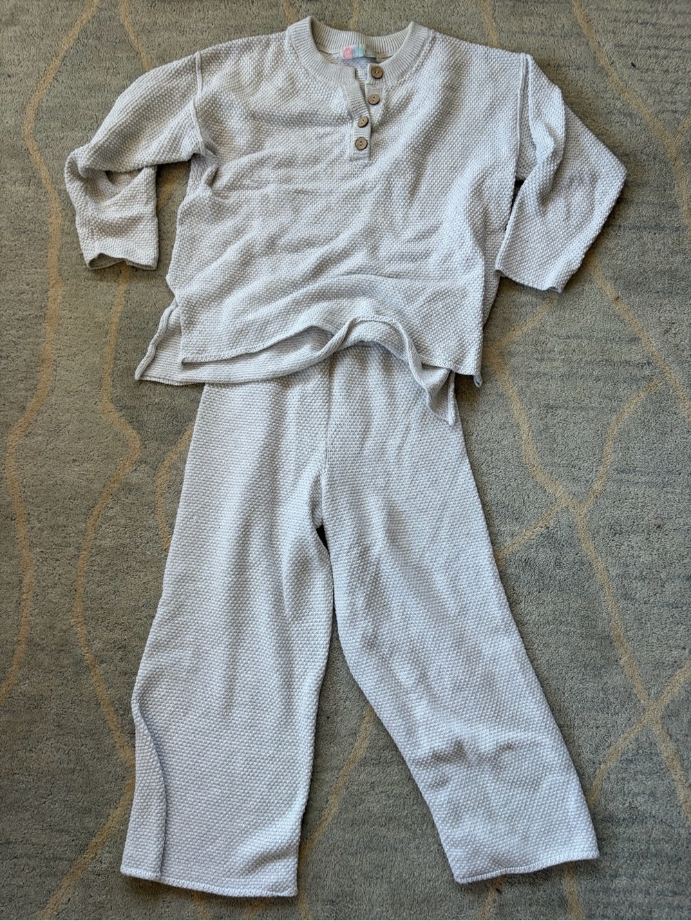 Free People Women's Waffle Henley Pajama Set - Light Gray